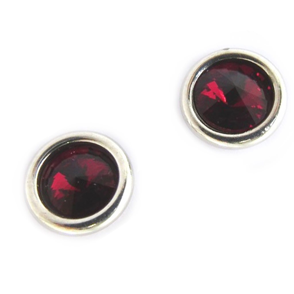 Boucles Argent \'Sissi\' rouge (8 mm) - [N3427]
