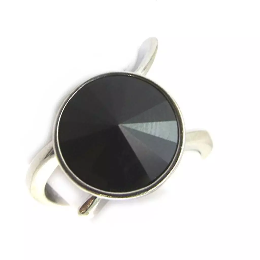 les trésors de lily Bague Argent 'Sissi' noir (Crystal) 12 mm [N3455]
