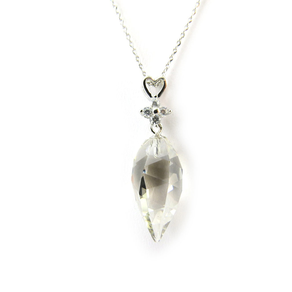 Collier Argent \'Sissi\' gris fumé (Crystal) - 27x10 mm - [N3544]