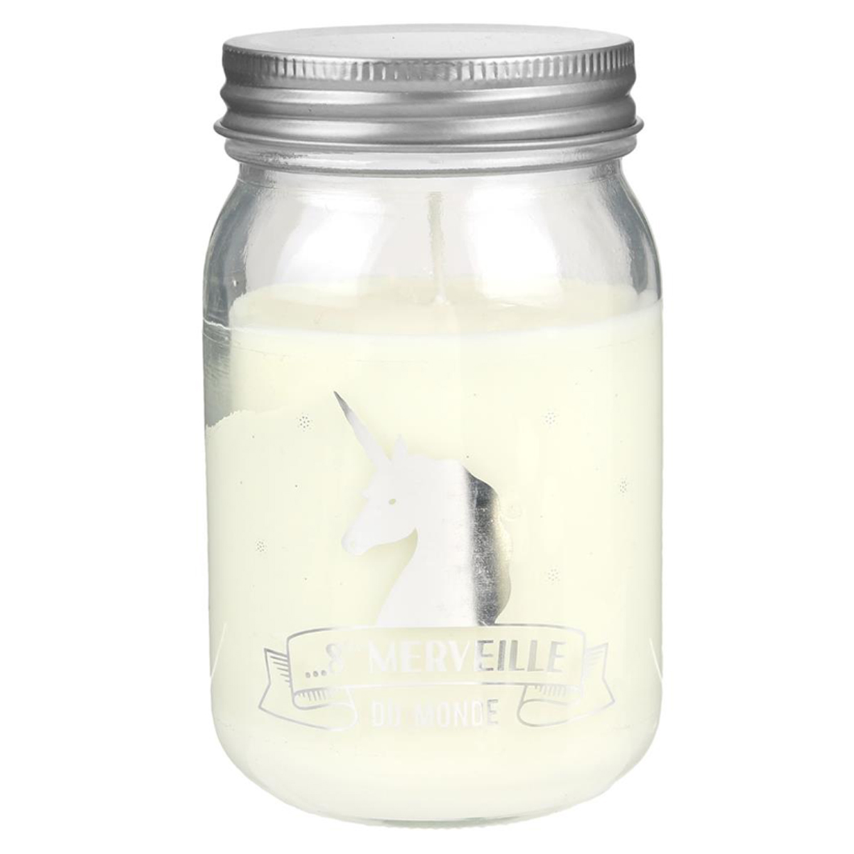 Bougie parfumée mason jar \'Licorne My Unicorn\' (8ème Merveille du monde) - 127x75 cm - [Q3945]