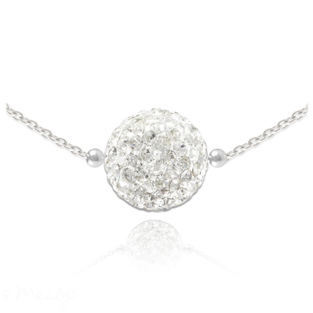 Collier argent artisanal \'Sissi\' blanc argenté - 10 mm - [Q4236]