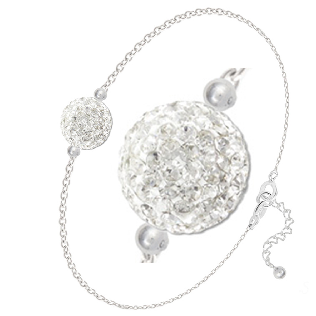 Bracelet argent artisanal \'Sissi\' blanc argenté - 8 mm - [Q4320]