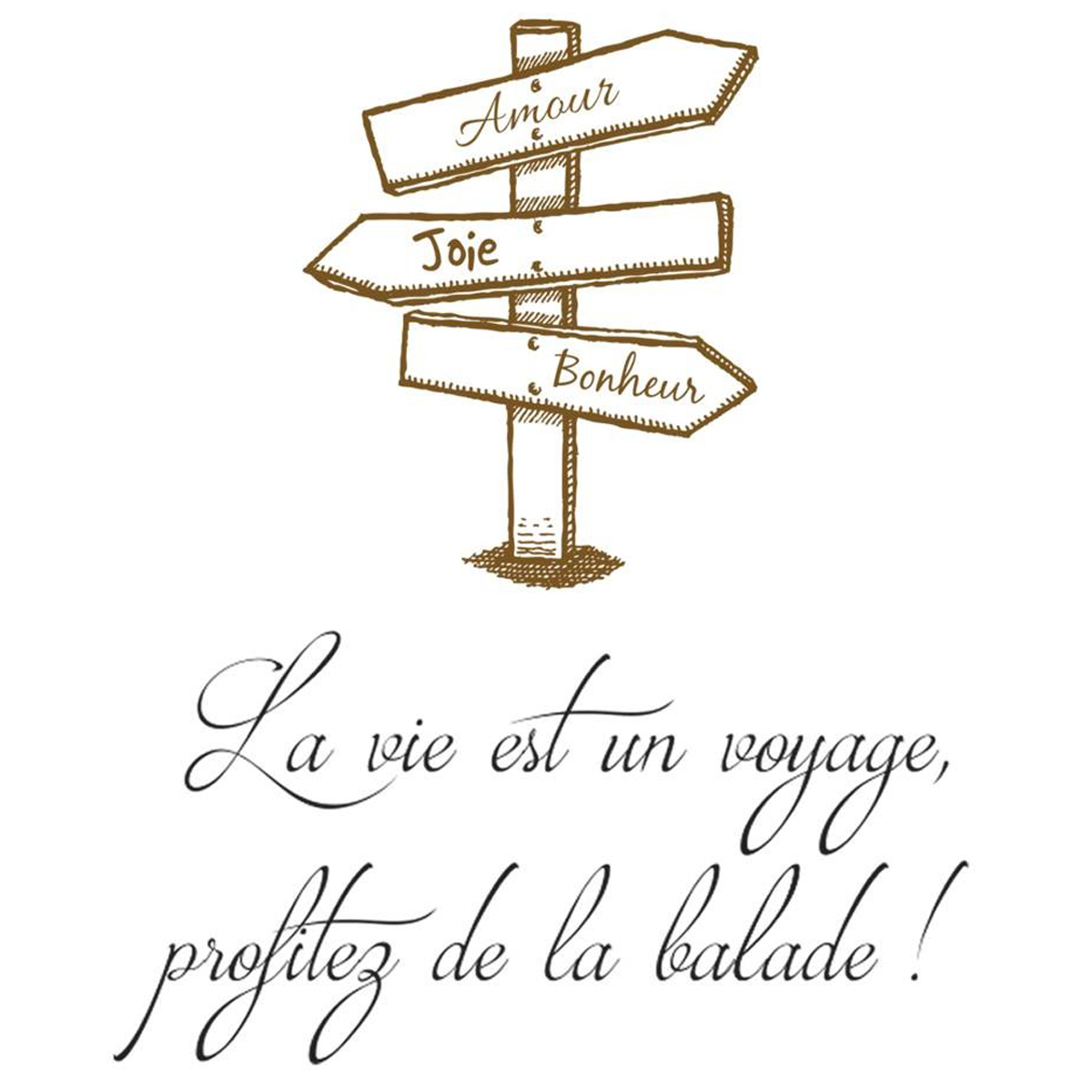 Planche de stickers \'Messages\' (Amour - Joie - Bonheur - la vie est un voyage ) - 20x70 cm - [Q4797]