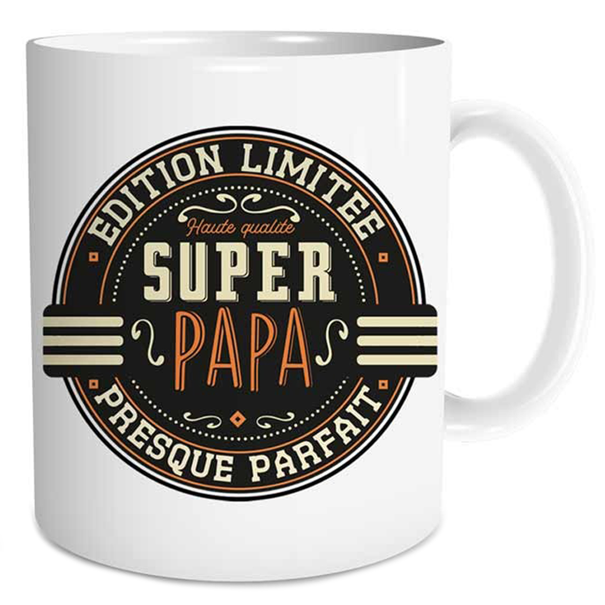 Mug tendresse \'Super Papa - Edition Limitée, Presque Parfait\' - 95x80 mm - [Q6729]