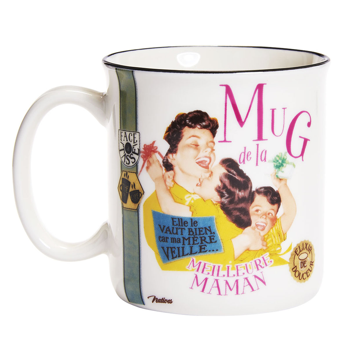 Mug céramique \'French Vintage\' (Mug de la meilleure Maman) - 93x88 mm (43cl) - [Q6970]