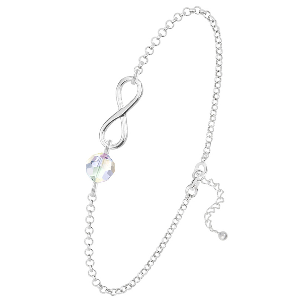 Bracelet argent artisanal \'Infini\' blanc boréal argenté - 12x10 mm - [R0966]