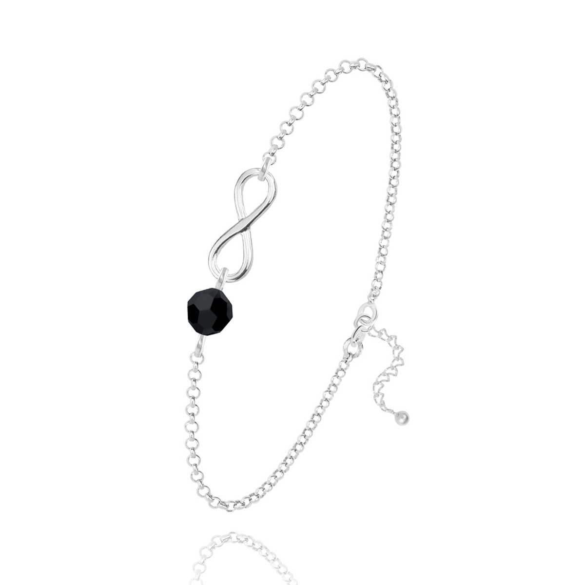 Bracelet argent artisanal \'Infini\' noir argenté - 12x10 mm - [R0967]