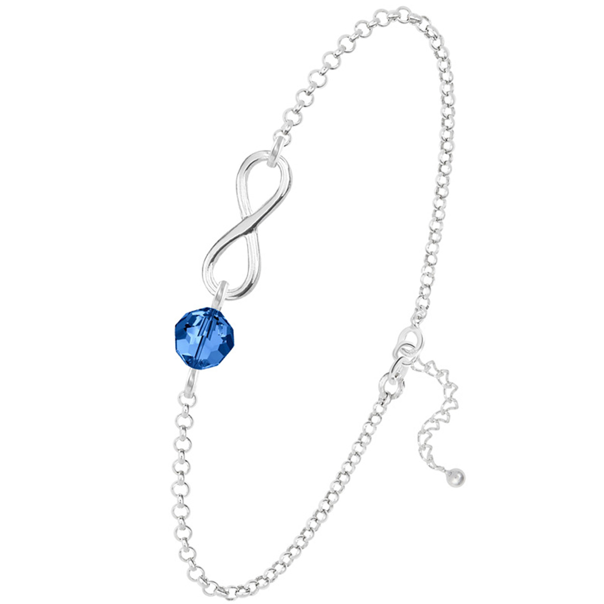 Bracelet argent artisanal \'Infini\' bleu capri argenté - 12x10 mm - [R0970]