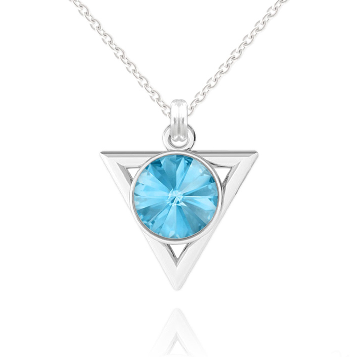 Collier argent artisanal \'Sissi\' aquamarine argenté - 15x13 mm - [R5922]