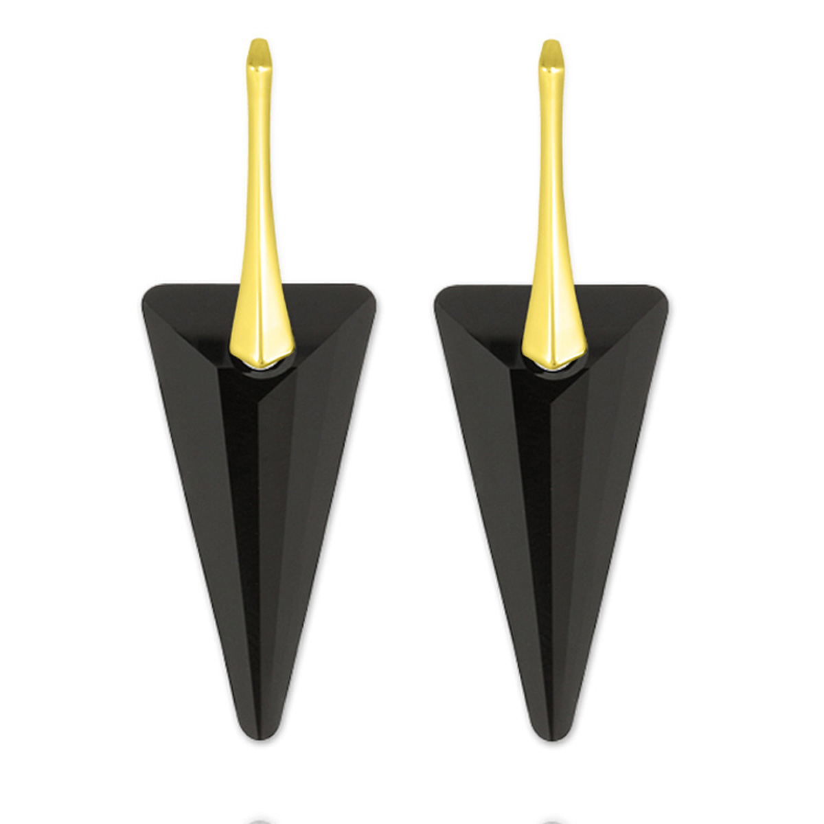 Dormeuses argent artisanales \'Sissi\' noir doré -  27x15 mm - [R5931]