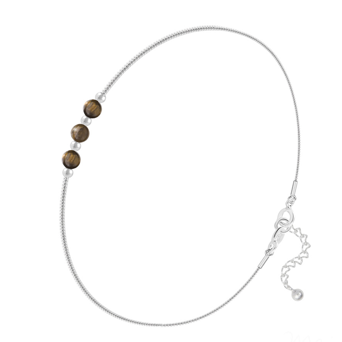 <A MODIFIER> Bracelet argent artisanal \'Mineralia\' oeil de tigre argenté - 15x4 mm - [R5958]