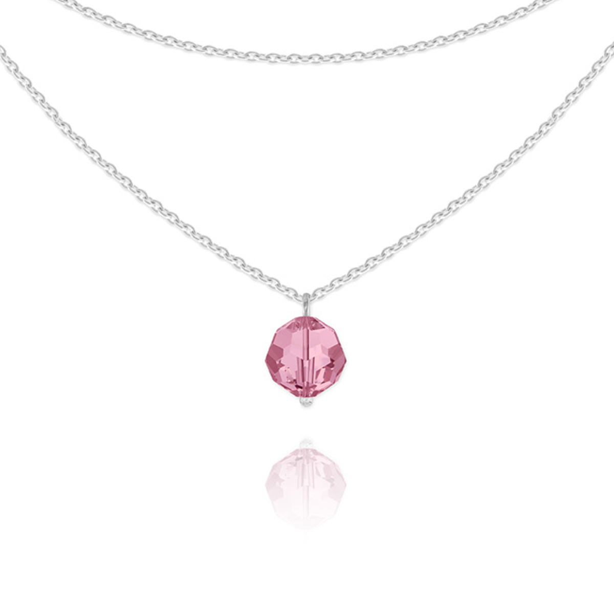 Collier argent artisanal \'Sissi\' rose argenté - 38 et 40 cm, 8 mm - [R5975]