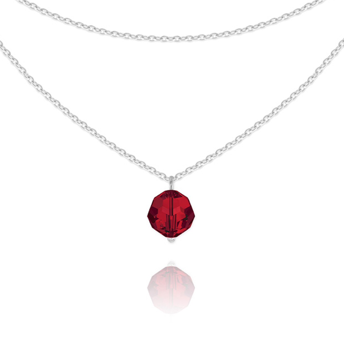 Collier argent artisanal \'Sissi\' rouge argenté - 38 et 40 cm, 8 mm - [R5977]