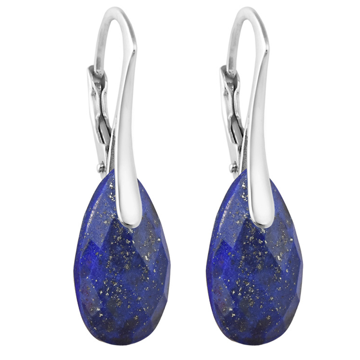Dormeuses argent artisanales \'Mineralia\' lapis lazuli argenté - 15x10 mm - [R5990]