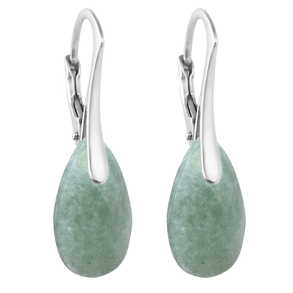 Dormeuses argent artisanales \'Mineralia\' aventurine argenté - 15x10 mm - [R5993]