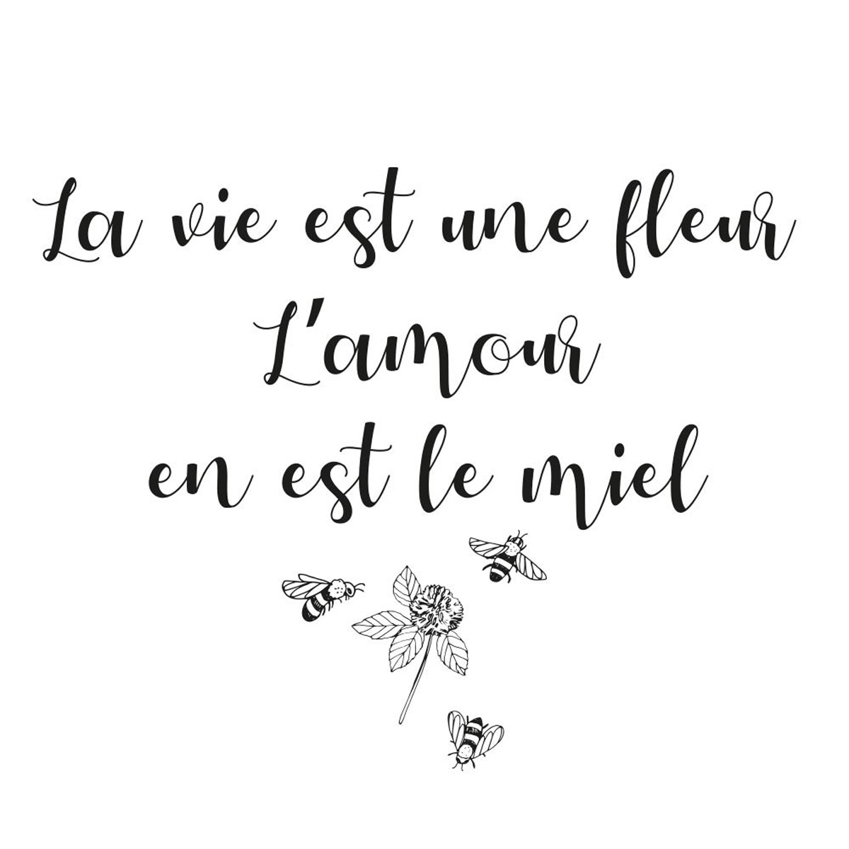 Planche de stickers \'La Vie est une fleur, l\'Amour en est le miel\' abeille - 20x70 cm - [R6018]