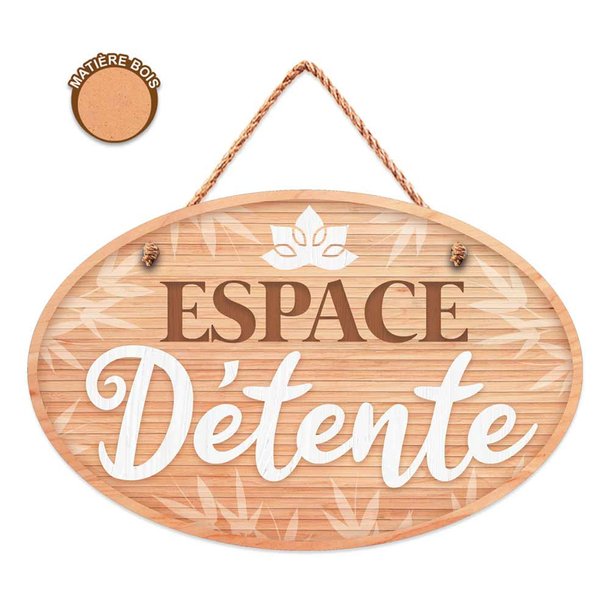 Plaque bois \'Espace Détente\' marron - 20x13 cm - [R3362]