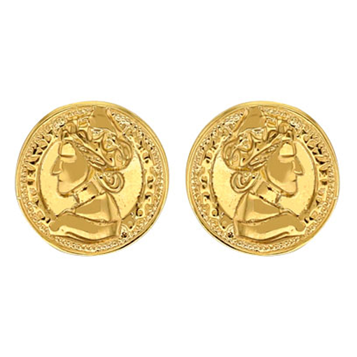 Boucles artisanales Argent \'Cléopatra\' doré - 11 mm (queen) - [R6045]