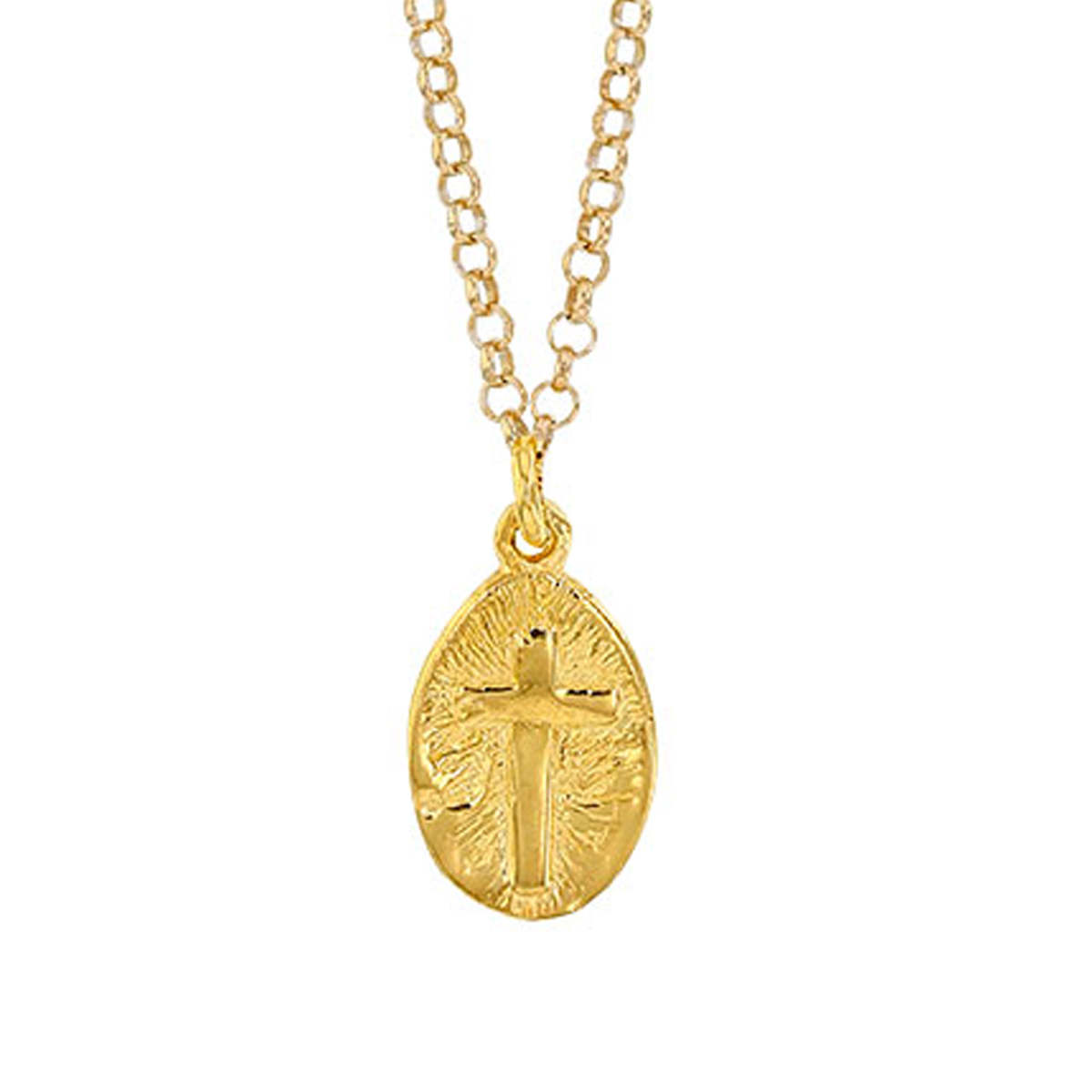 Collier argent artisanal \'Croix Gypsy\' doré - 12x9 mm - [R6047]