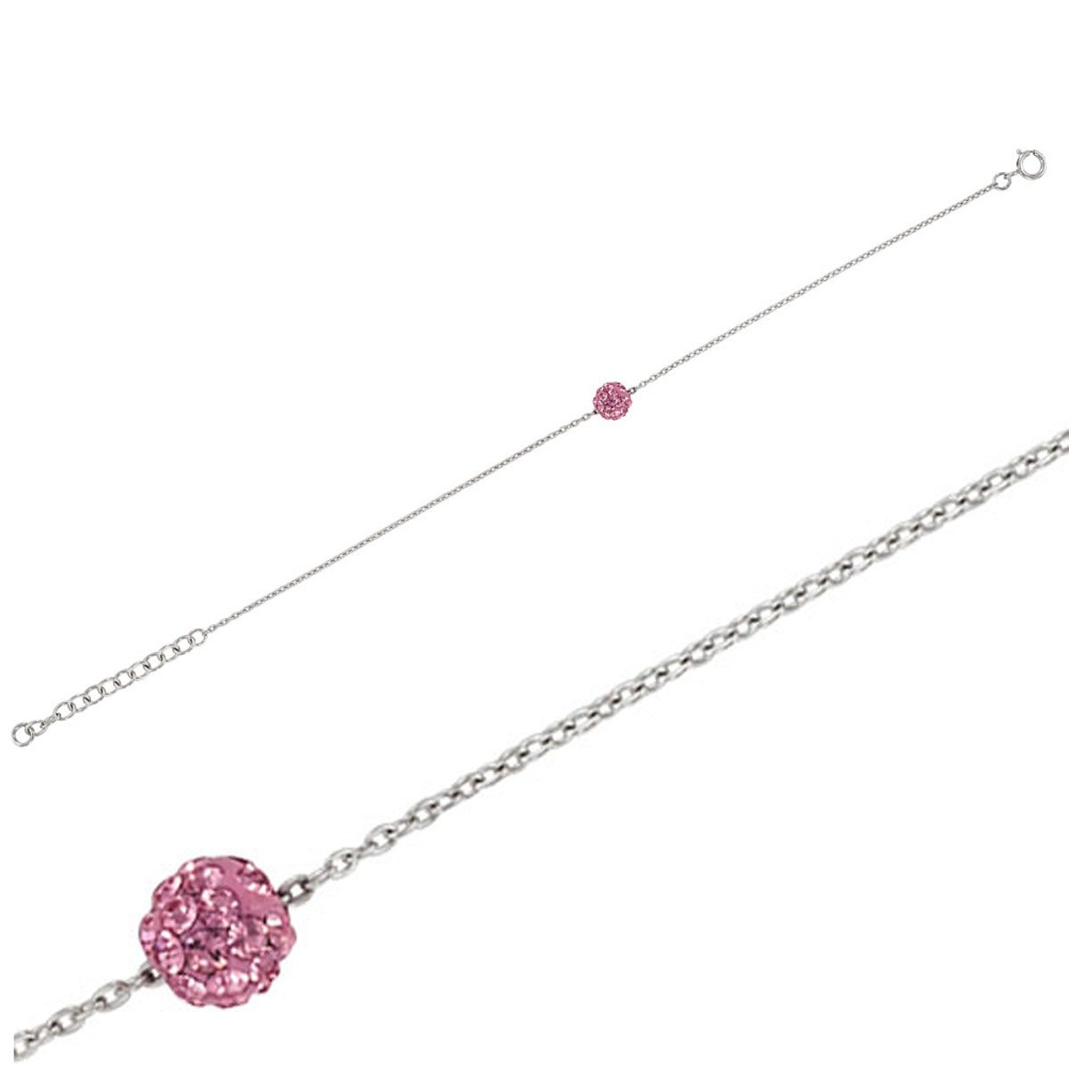 Bracelet Argent artisanal \'Sissi\' rose argenté (rhodié) - 6 mm - [R6051]