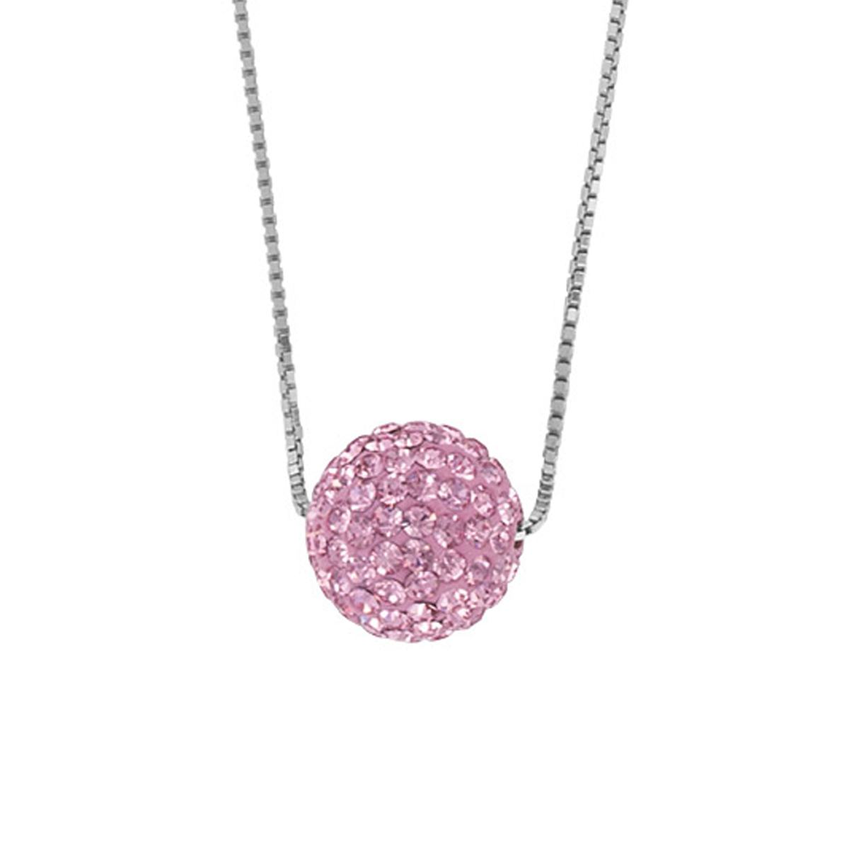 Collier Argent artisanal \'Sissi\' rose argenté rhodié (cristal) - 12 mm - [R6052]