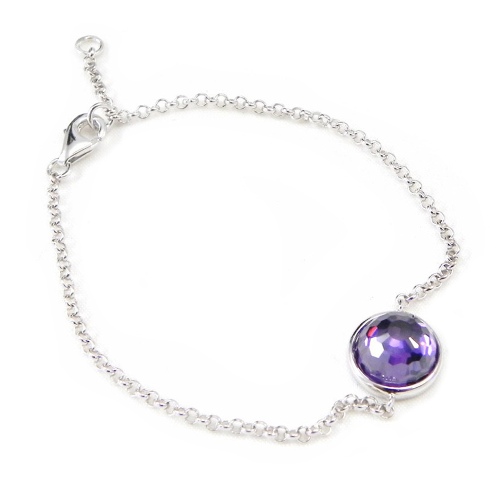 Bracelet Argent \'Linda\' améthyste - 12 mm - [G9340]