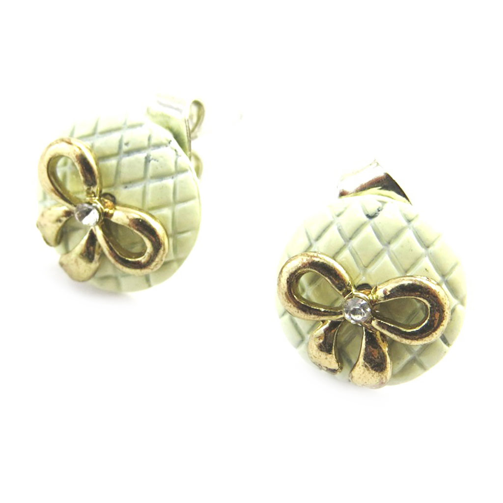 Boucles \'Noeud Romantique\' doré vert - 11 mm - [M8139]