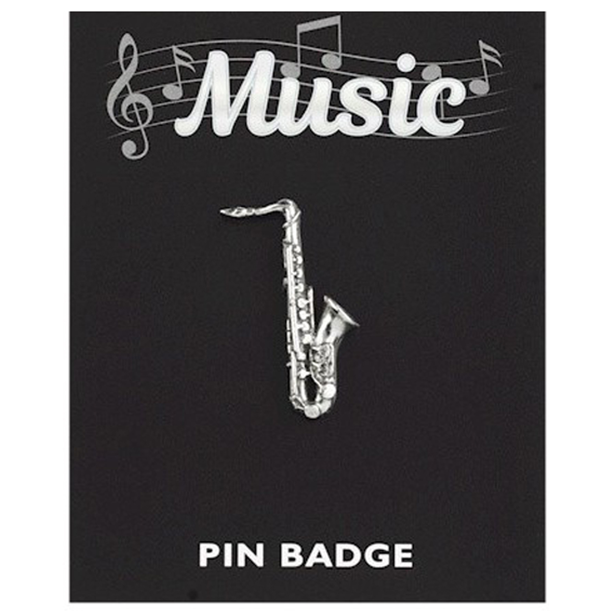 Broche pin\'s \'Musique\' argenté (saxophone) - 33x10 mm - [Q3882]