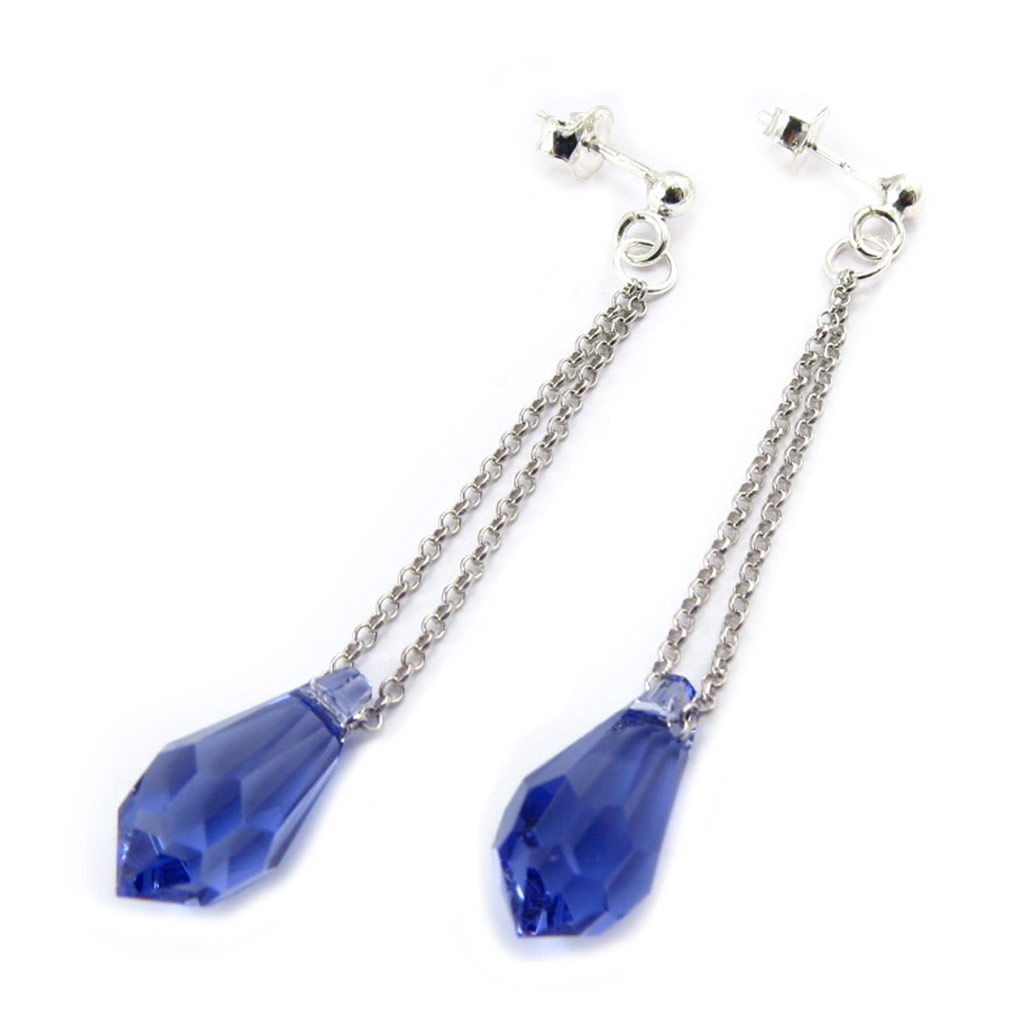 Boucles Argent \'Cristal\' violet - 56x8 mm - [K2775]