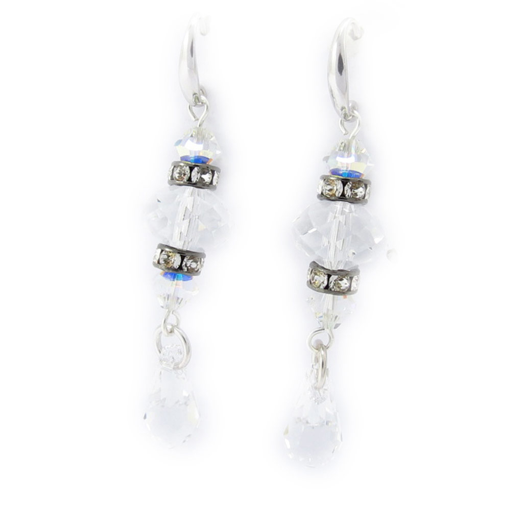 Boucles Argent \'Sissi\' blanc - 55x12 mm - [K4123]