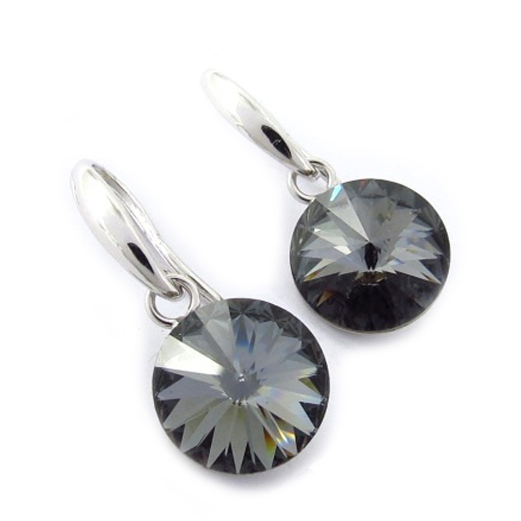 Boucles Argent \'Cristal\' gris - 10 mm - [K4137]