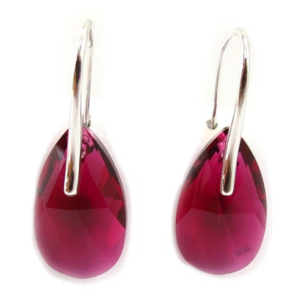 Boucles Argent \'Cristal\' rouge - 23x13 mm - [K5434]