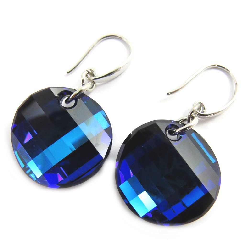 Boucles Argent \'Sissi\' bleu (Crystal) - 17 mm - [M1027]