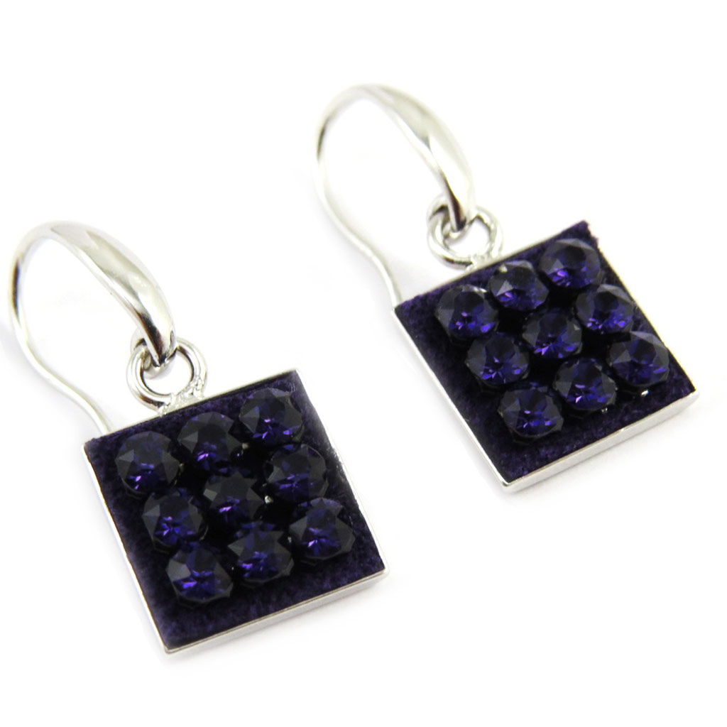 Boucles Argent \'Sissi\' violet (10 mm) (Crystal) - 10x10 mm - [M2083]
