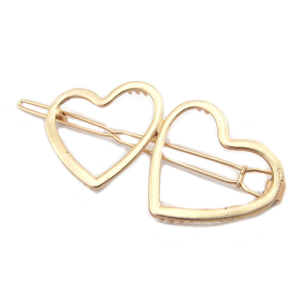 Barrette boule \'Love\' doré rosé (gold pink) - 7x3 cm - [P3815]