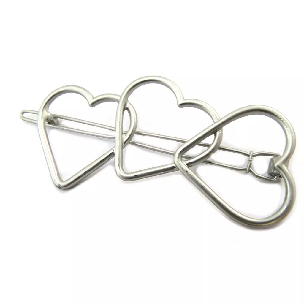 les trésors de lily Barrette boule 'Love' argenté 73x35 cm [P3823]