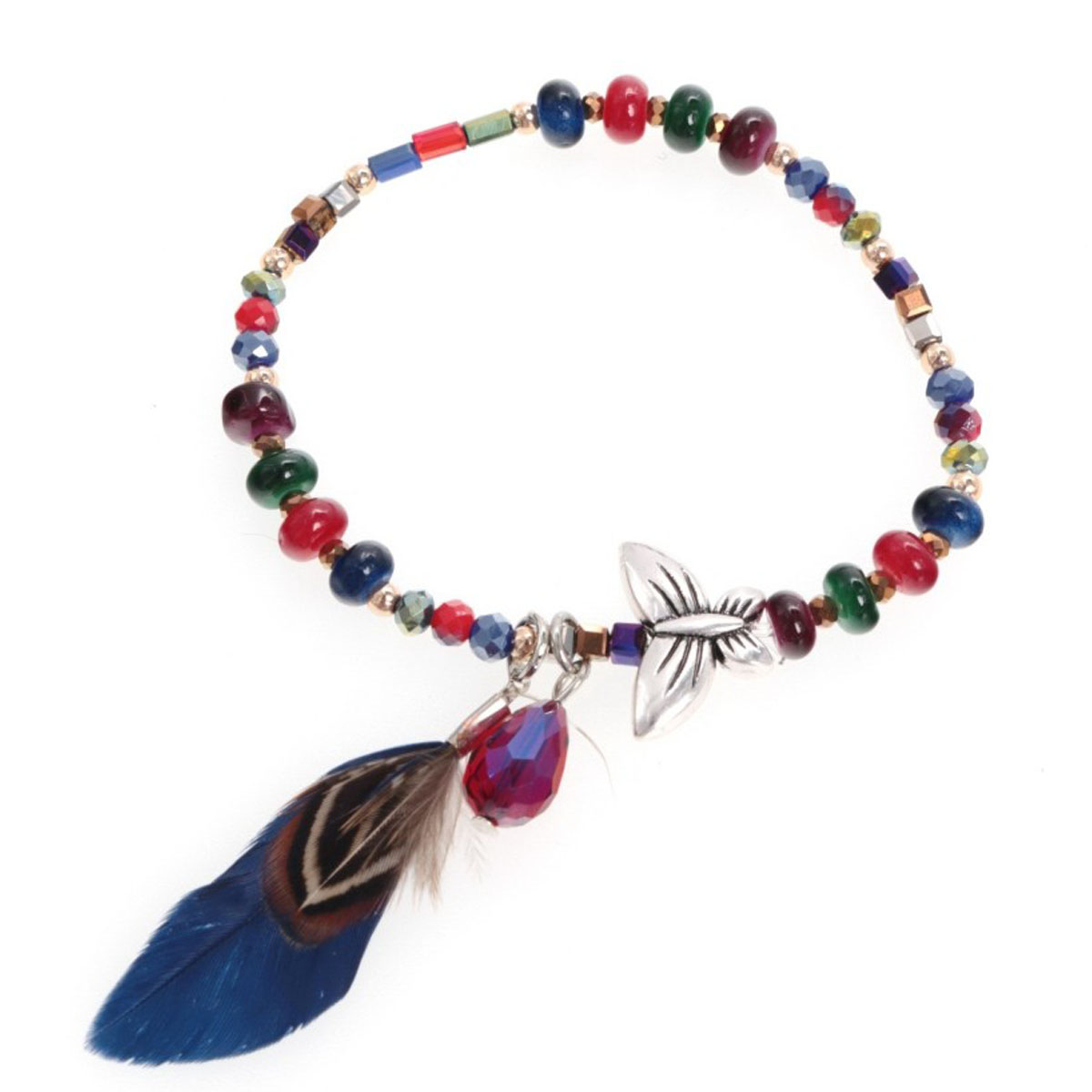 Bracelet créateur \'Lilipoupettes\' multicolore (papillon) - 20x13 mm - [Q5833]