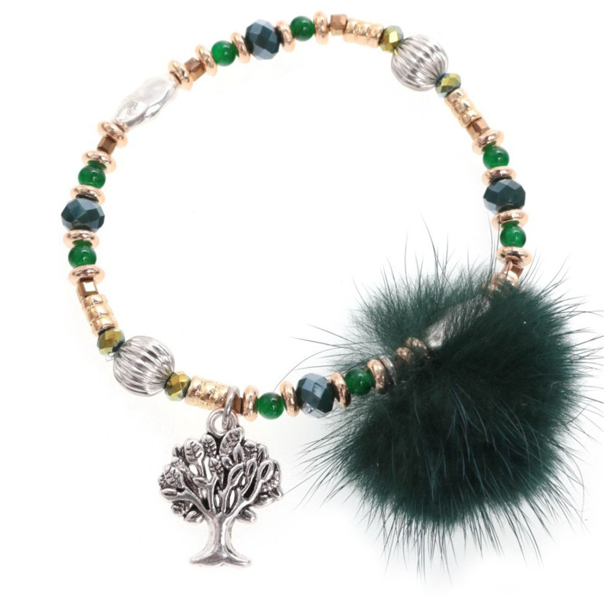 Bracelet créateur \'Lilipoupettes\' vert (arbre de vie) - 18x17 mm - [Q5836]