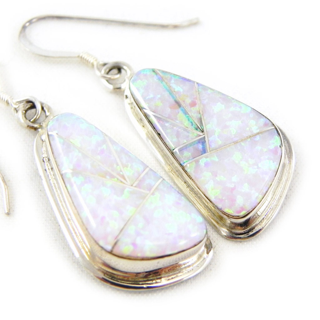 Boucles Argent \'Chiyesa Arc En Ciel\' Blanc argenté - 10x21 mm - [D5911]