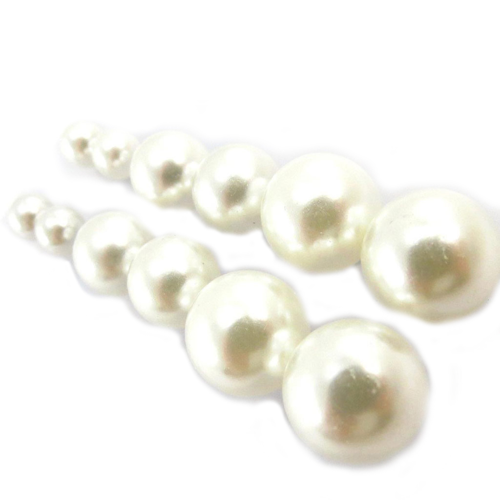6 paires de boucles \'Perla\' ivoire - [J5966]