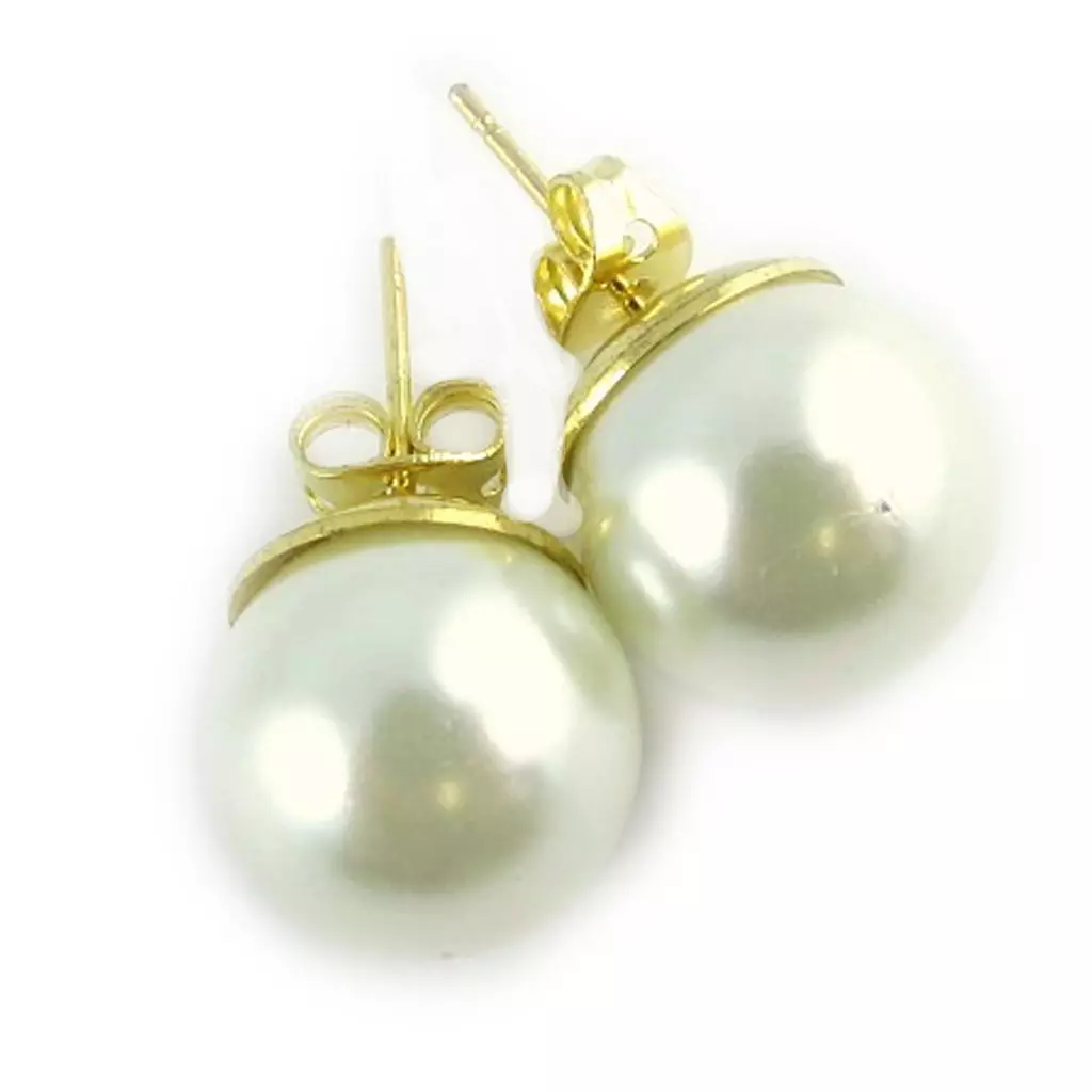 les trésors de lily Boucles 'Perla' ivoire (12 mm) [L1585]