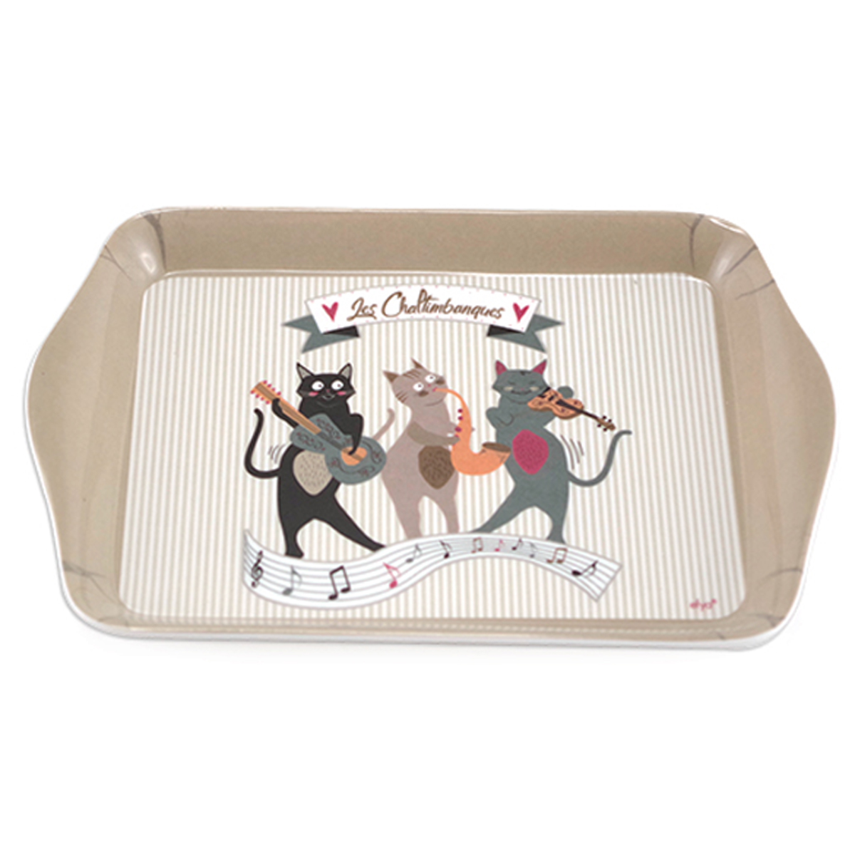 Petit Plateau mélamine \'Chats\' marron (Les Chaltimbanques) - 21x14 cm - [A0217]