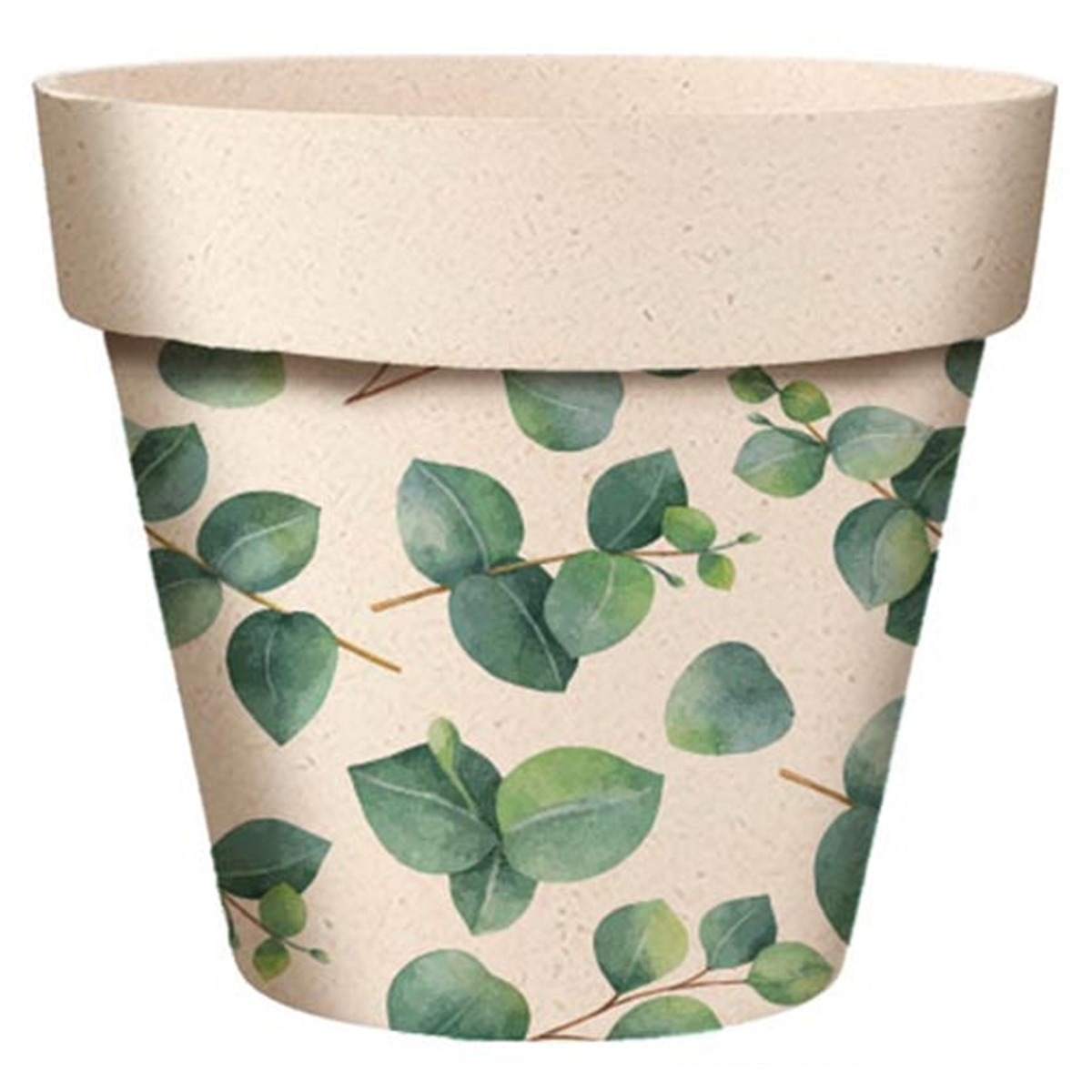 Cache-pot bambou \'Eucalyptus\' vert  beige -  14x12 cm - [A2065]