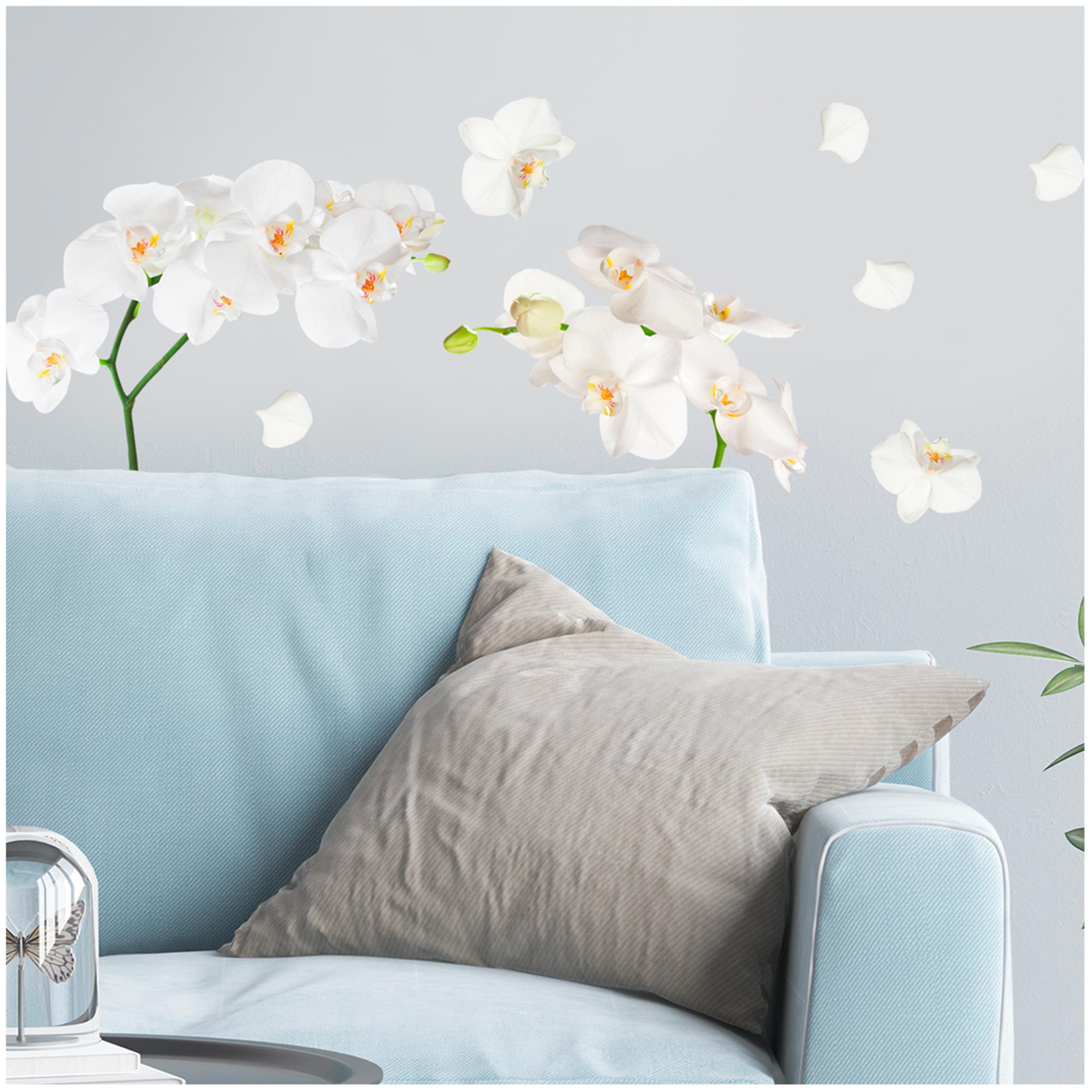 Planche de stickers \'Orchidée\' blanc - 20x70 cm - [R3380]
