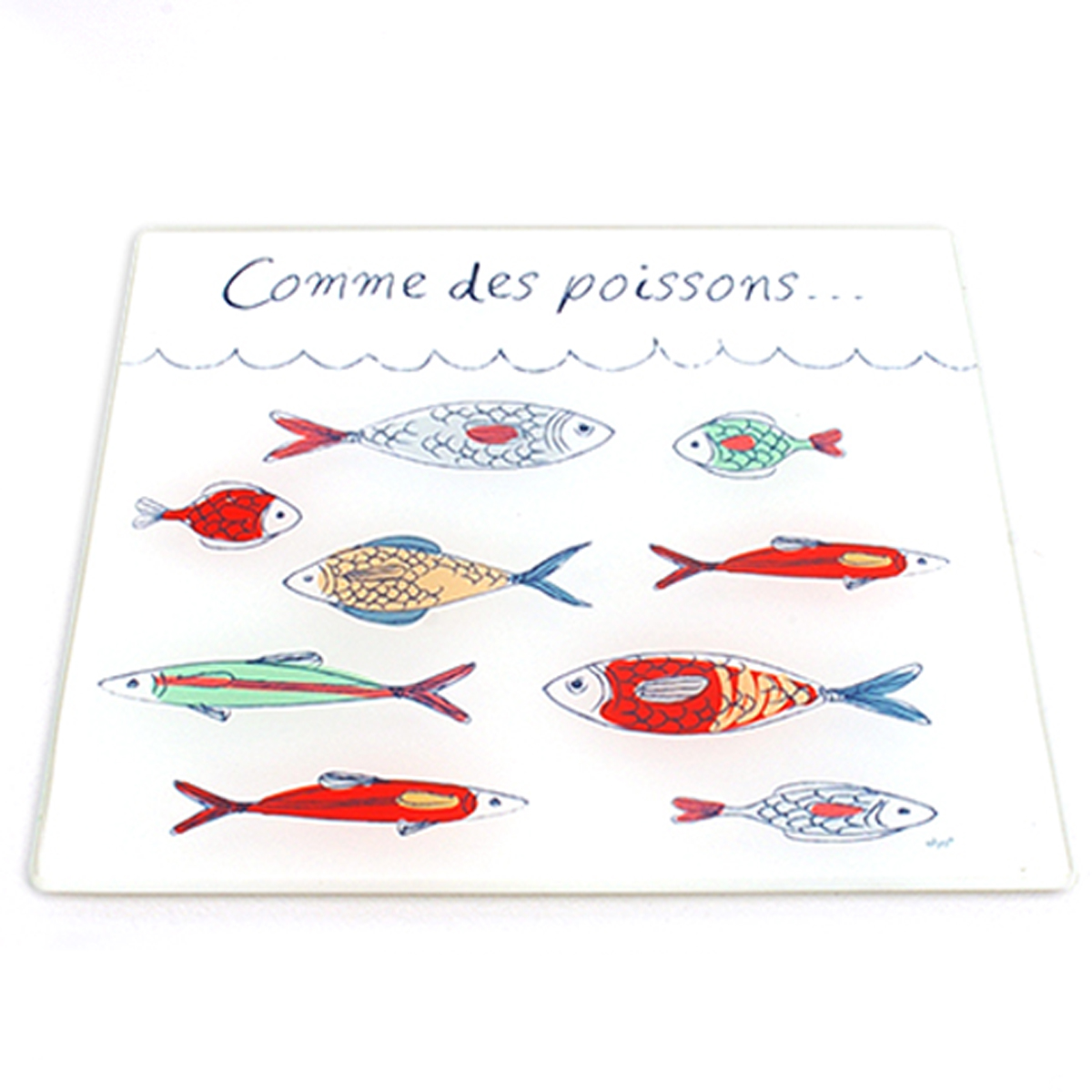 Dessous de plat verre \'Poissons\' multicolore (comme des poissons ) - 20x20 cm - [R6559]