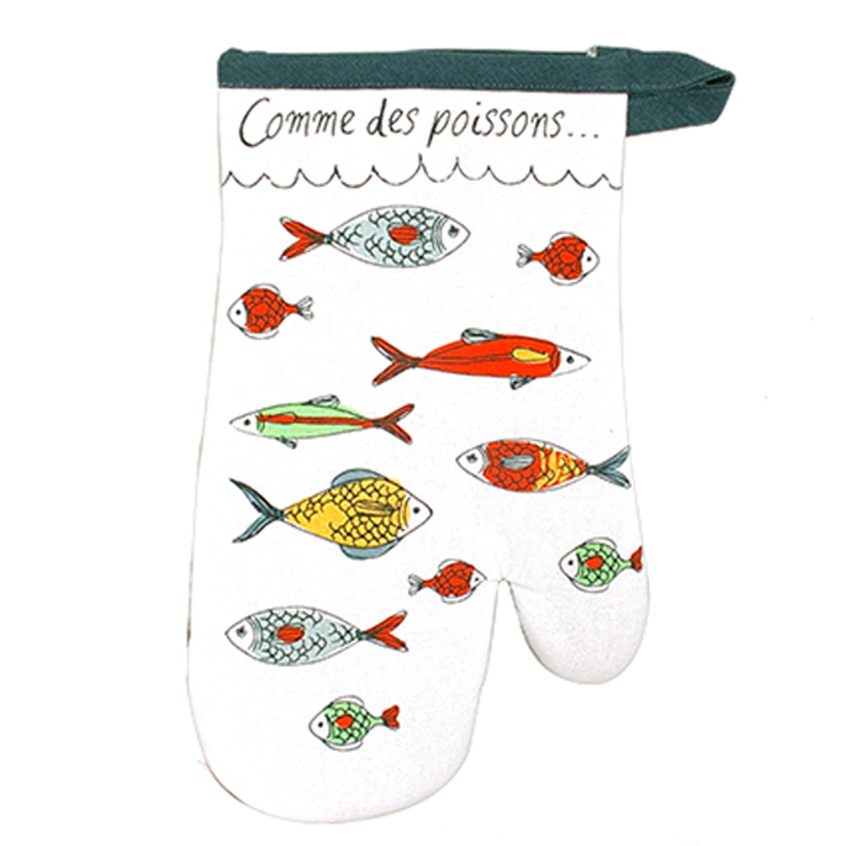 Gant de cuisine \'Poissons\' multicolore (comme des poissons ) - 28x14 cm - [R6587]