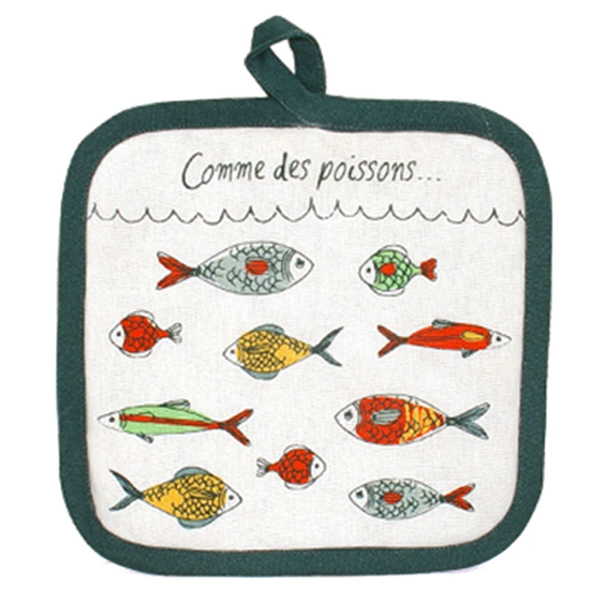 Manique coton \'Poissons\' multicolore (comme des poissons  ) - 20x20 cm - [R6588]