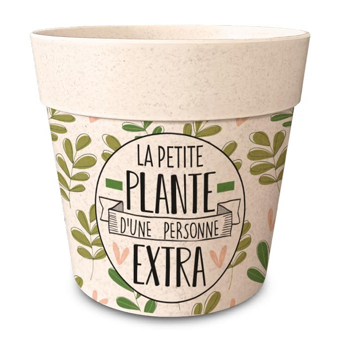 Cache-pot bambou \'Messages\' vert beige (La petite plante d\'une personne Extra) -  14x12 cm - [R6636]