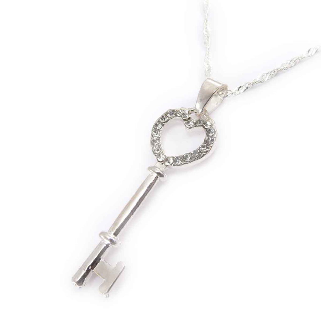 Collier créateur \'Clé des Mystères\' argenté - [J8498]
