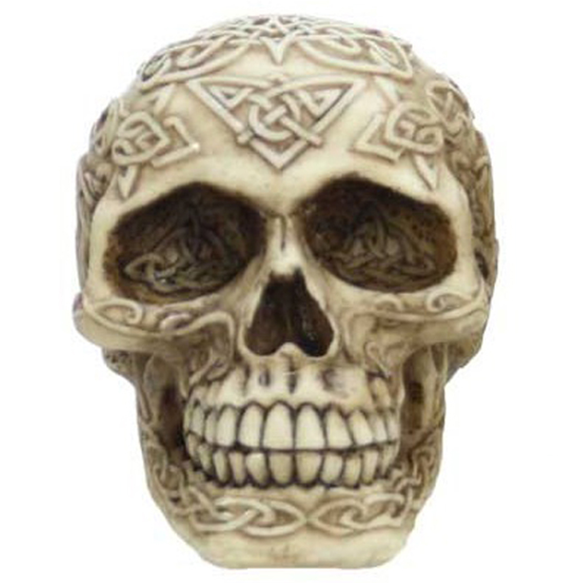 Figurine résine \'Tête de Mort\' ivoire (celtic tribal) - 95x67x65 mm - [R6678]